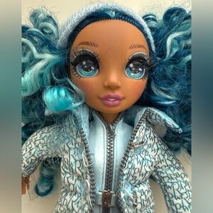 Rainbow fashion doll in puffer jacket set